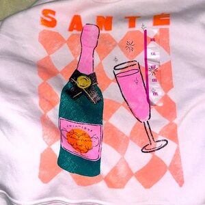 CHEERS champagne celebrate pink cropped sweatshirt XXL NEW with tags